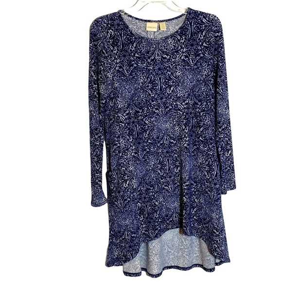 CHICO’S tunic top pullover blue and white small - Picture 1 of 9